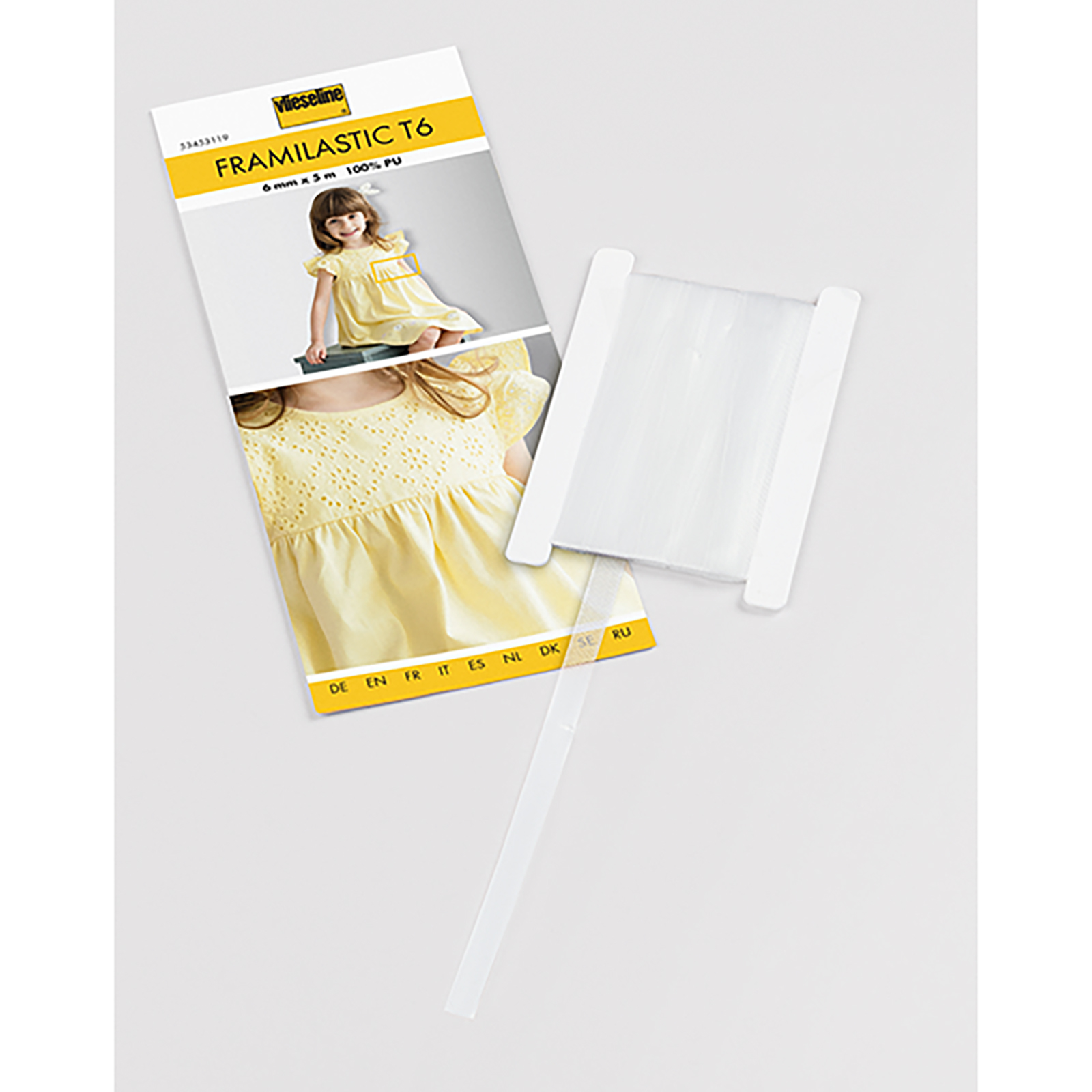 Vlieseline Framilastic band met hoog permanent elasticiteit 6mmx5mtr - Kaart