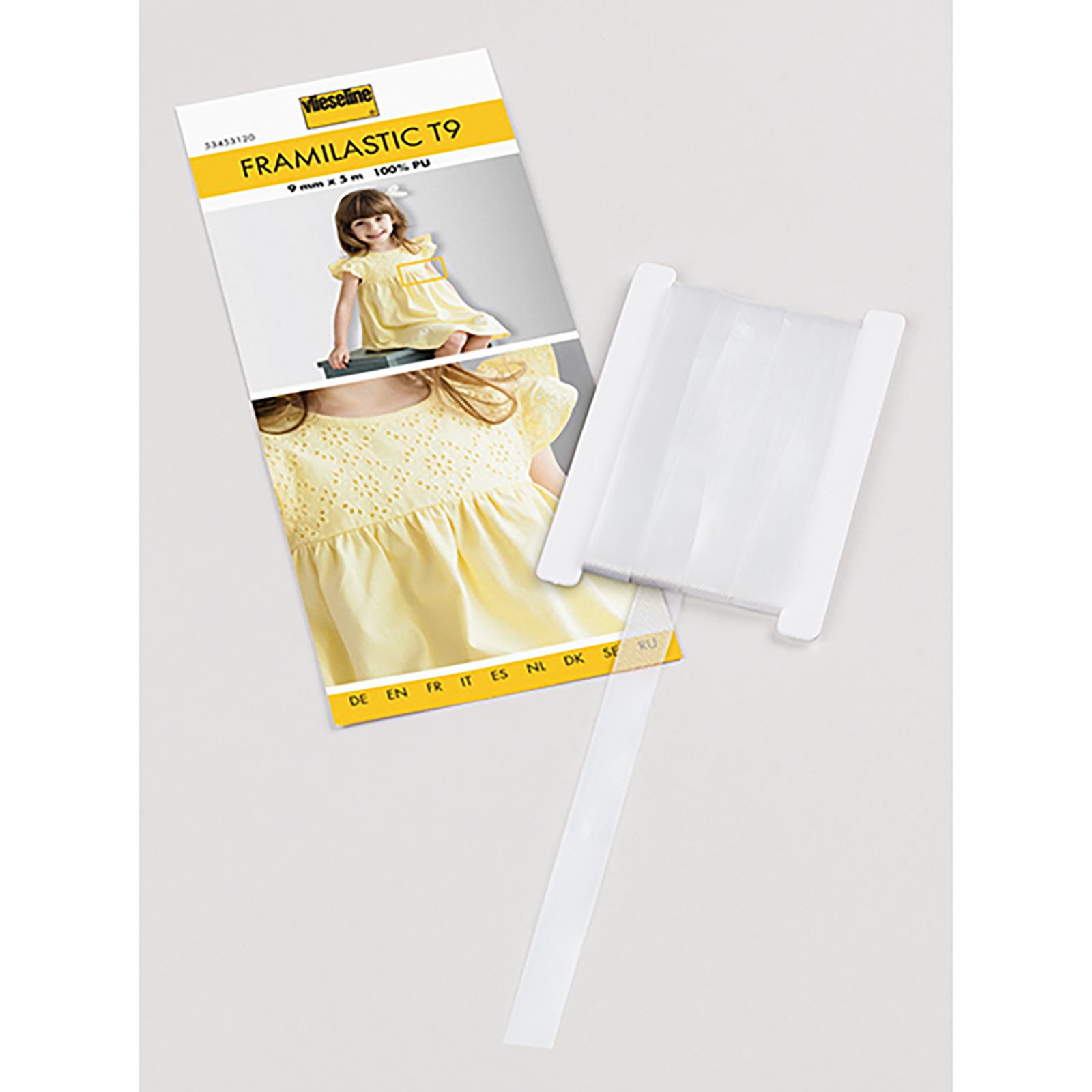 Vlieseline Framilastic band met hoog permanent elasticiteit 9mmx5mtr - Kaart