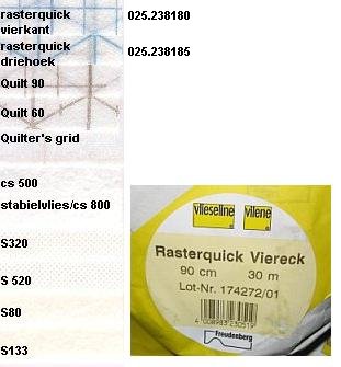 Vlieseline Rasterquick Vierkant patchworkvlieseline 90cm strijkbaar - Meter